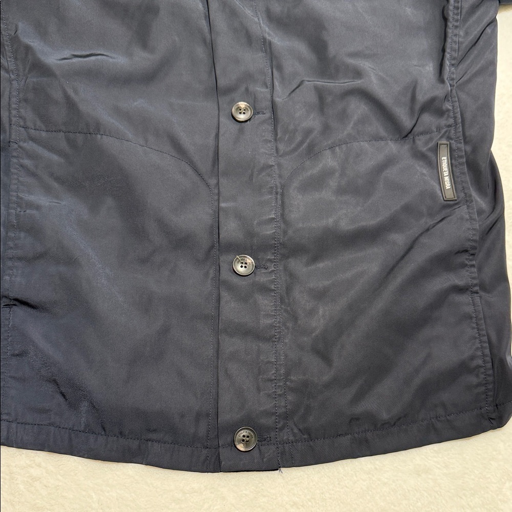Men's Dark Blue Hooded Windbreaker Raincoat - Picture 9 of 10